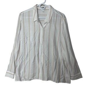 Express Womens Portofino Slim Fit Button Up Roll Tab Sleeve Top Size XL White